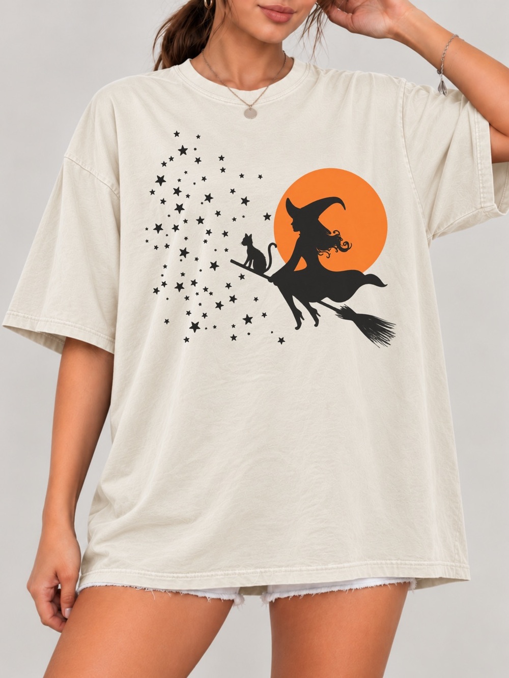 Halloween Witch Black Cat Ringer Tee Spooky Season Unisex T-shirt